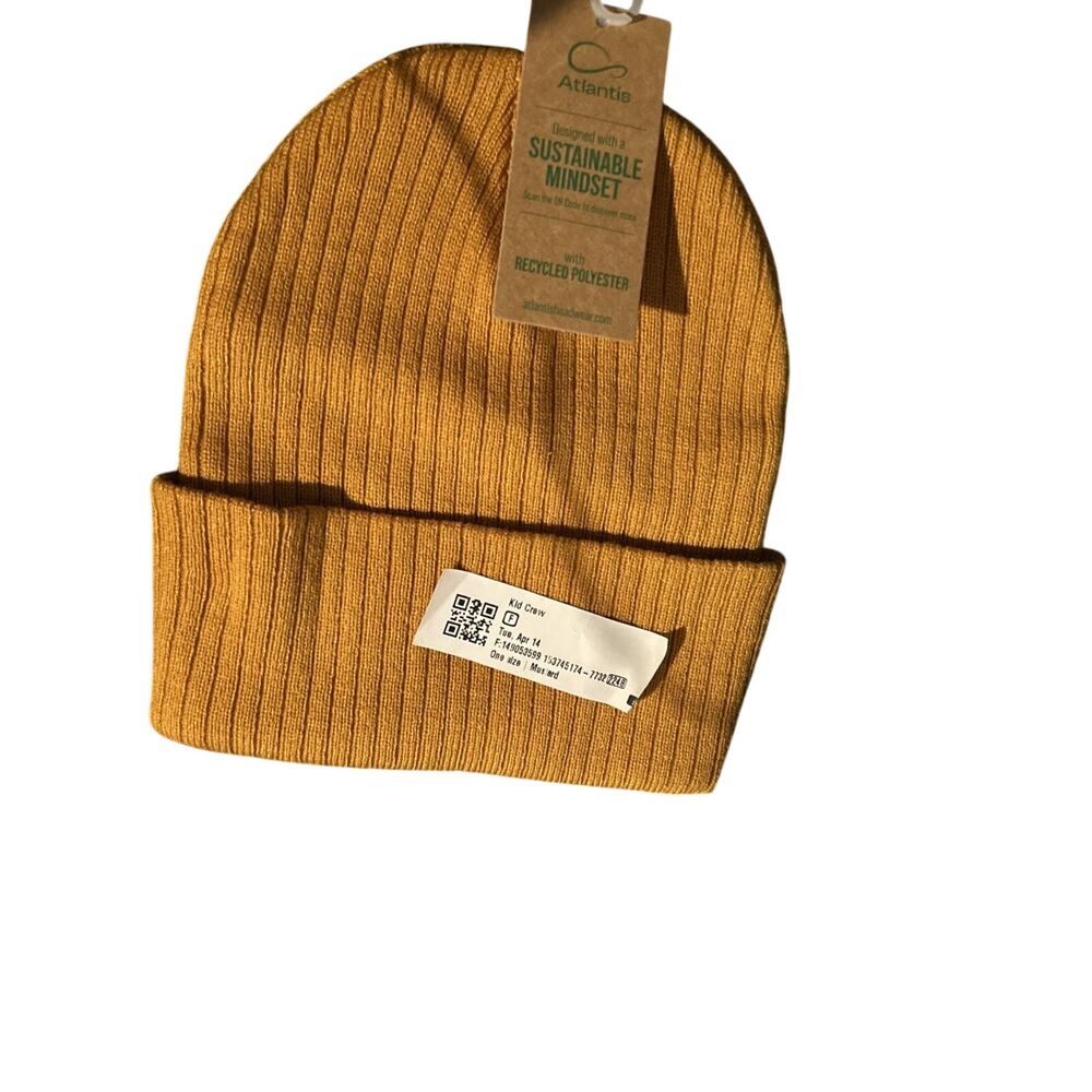 Atlantis Headwear Unisex Sustainable Beanie Knit Blend Hat MUSTARD NWT